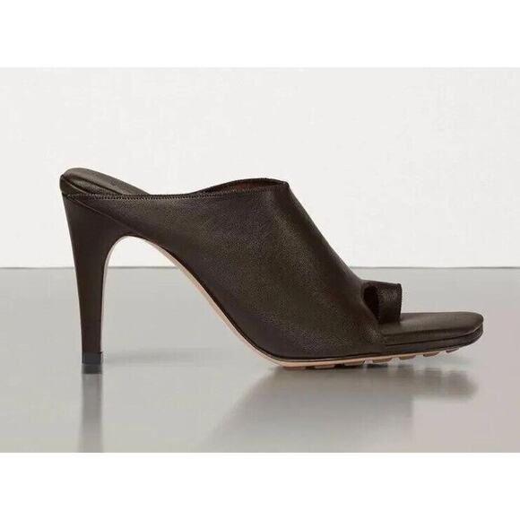 NIB $920 Bottega Veneta Leather Mules with High Vamp Brown Shoes 7 US 618760 - Picture 2 of 11